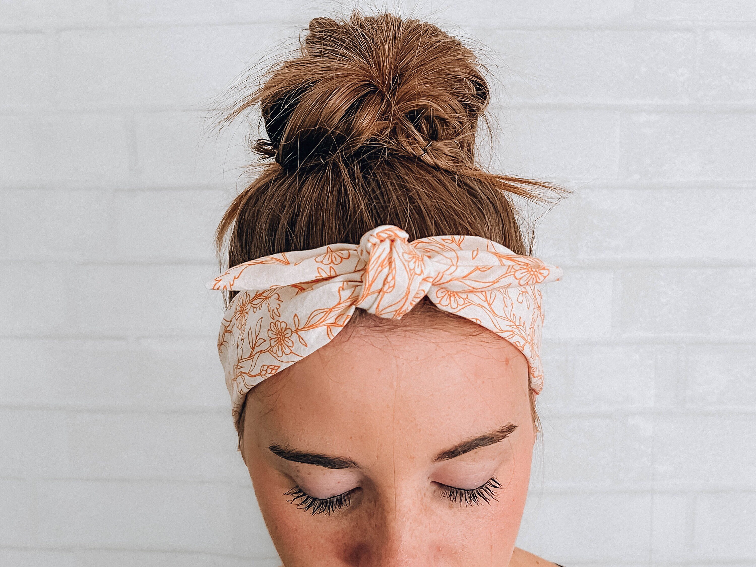 Elegant Orange Headwrap with Floral Accents Red & Orange Floral Headband main image 4
