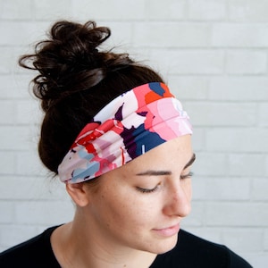 Soft No Slip Wide Comfort Headband Hairband Pink Abstract Pattern image 3