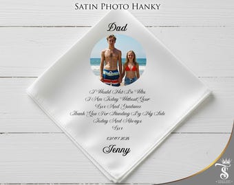 Custom Handkerchief with Picture & Message Personalized Photo Wedding Hanky – Gift for Parents of the Bride, Bride’s Gift to Mom and Dad