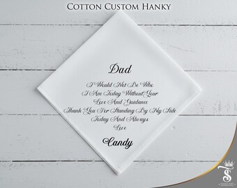 Wedding Hanky from Daughter | Personalized Father of the Bride Gift Handkerchief | Custom Wedding Gift for Dad | Wedding Gift for Her