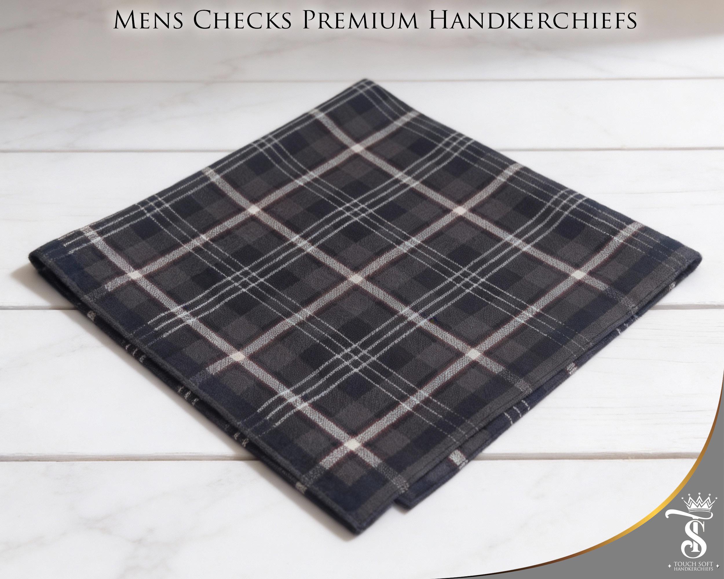 Checked Handkerchief Custom Cotton Check Handkerchief for Men, Embroidered Initial Cotton ...