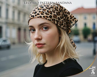 Bandana-hoofddoek met luipaardprint | Haardoek met dierenpatroon | Stijlvolle sjaal en modeaccessoire voor dames | Cadeau voor haar