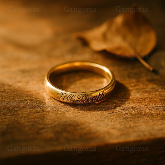 Till Death Ring 10K Solid Gold Dainty Minimalist Ring Personalized Till Death Wedding Anniversary Gift, Trendy Statement Ring Symbolic Ring