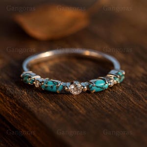 Alianza de boda con corte marquesa turquesa: anillo de aniversario estilo vintage, anillo de compromiso con diamantes de circonita cúbica, alianza de plata de ley 925, regalo de joyería.