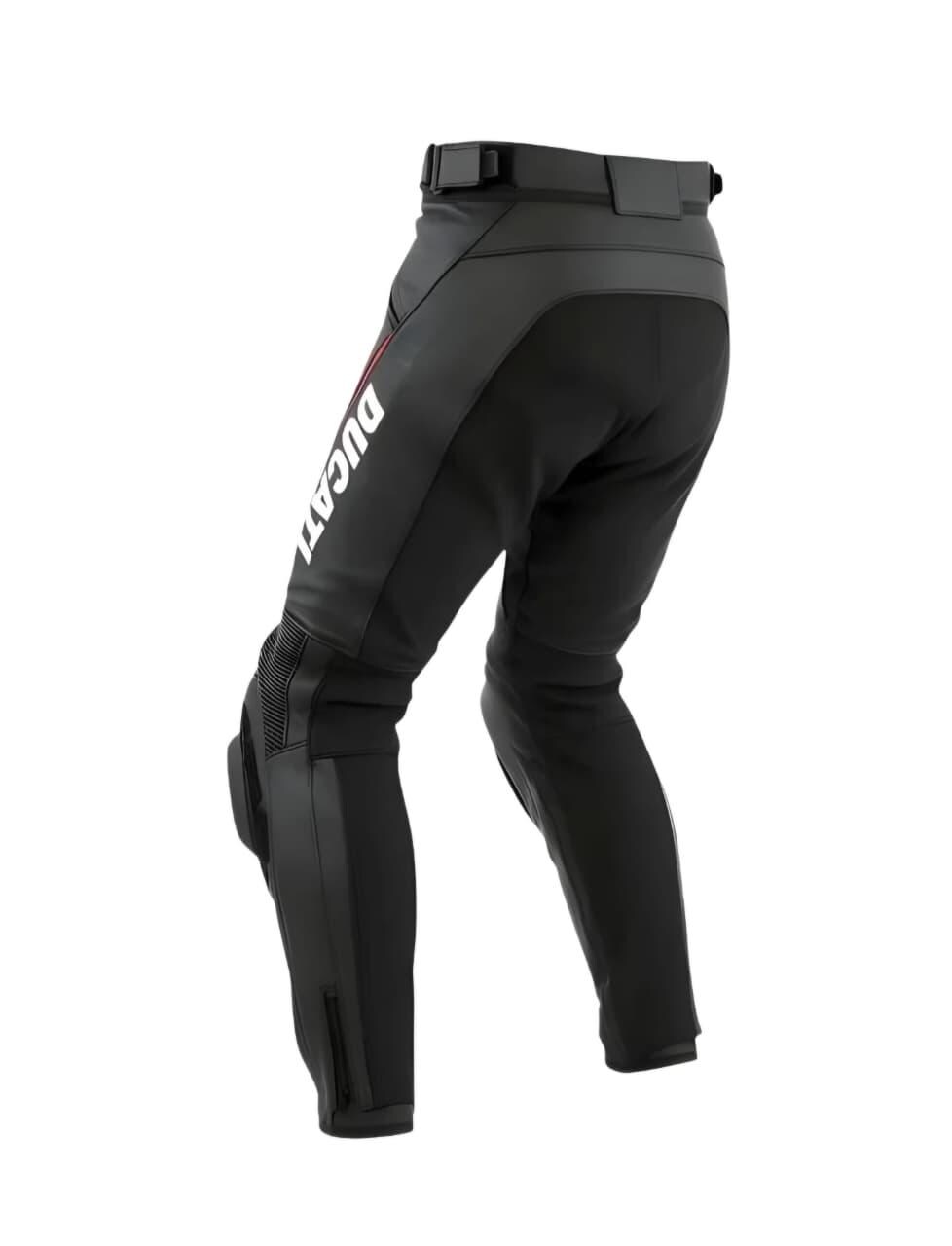 Ducati Men's Leather Motorcycle Racing Pants | CE Knee Protection