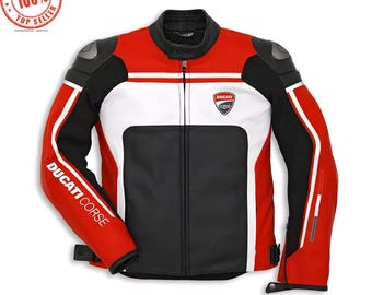 Chaqueta de cuero de carreras para hombre Ducati Corse C2