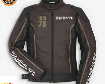 Ducati Iom 78 Leather Jacket | Classic Heritage Style Men’s Leather Jacket Premium Cowhide Riding Gear