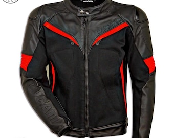 Ducati motorbike leather racing jacket CE approved