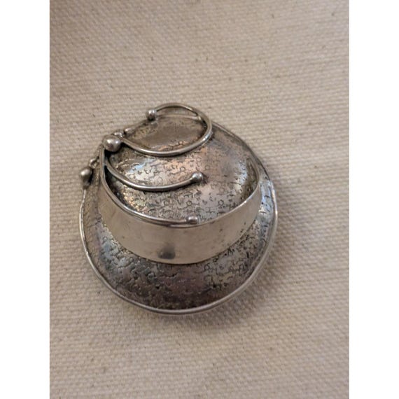 Carrie GROVES Brutalist Round Pin Brooch Sterling Silver 925 View 2