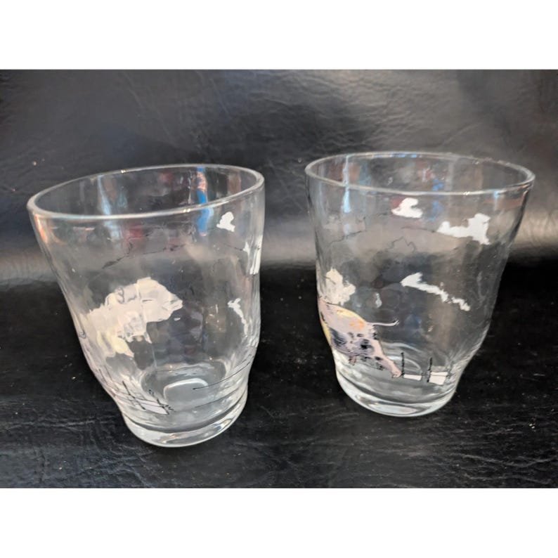 Lot of 2 Anthropologie Pig Hog Barn Farm Juice Glasses image 4