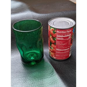 Blenko Emerald Green Hand Blown Dimpled Glass Tumbler Seeded Glass 4.5"
