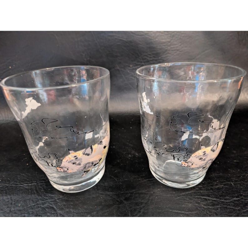 Lot of 2 Anthropologie Pig Hog Barn Farm Juice Glasses image 6