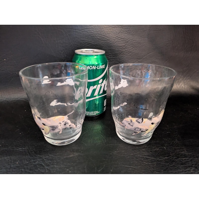 Lot of 2 Anthropologie Pig Hog Barn Farm Juice Glasses image 1