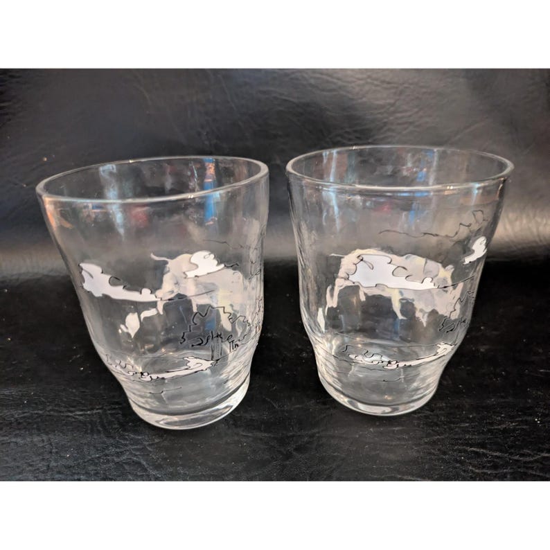 Lot of 2 Anthropologie Pig Hog Barn Farm Juice Glasses image 5