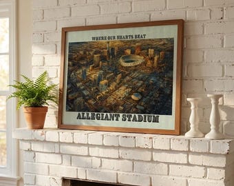 Allegiant Stadium Art Print, Las Vegas Raiders Wall Art, NFL Stadium Poster, Football Fan Gift, Illustrated City Map Style - NFL-0028