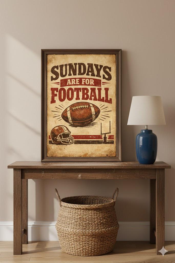 American Football Wall Art Set | 3 Printable Sports Posters | Vintage ...