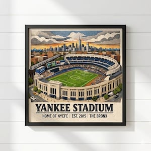 Yankee Stadium Map Print, NYCFC Soccer Poster, New York City FC Wall Art, The Bronx Decor, MLS Stadium Gift, Major League Soccer Art #B029