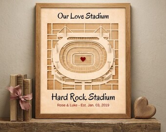 Custom Football Stadium Love Print | Personalized Valentine Gift | Our Love Stadium | Sports Couple Wall Art