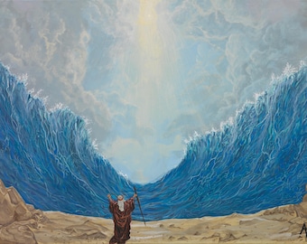 Moses beim überqueren des Roten Meers Poster Print