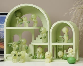 Smiski House Display Case, Glow Figure Mini House Showcase, Collectible Display Box 2Set