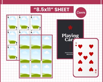 Editable Double Sided Poker Card Template Printable Front and Back Playing Card Design for Game Night