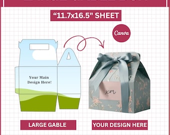 Large Gable Box Template | DIY Printable Gift and Party Favor Box for Weddings, Birthdays & Events