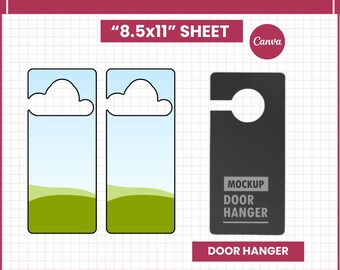 Door Hanger Template SVG | Editable Canva Door Sign Tag | Printable Door Hang Tag DIY | Custom Door Hanger Design Download