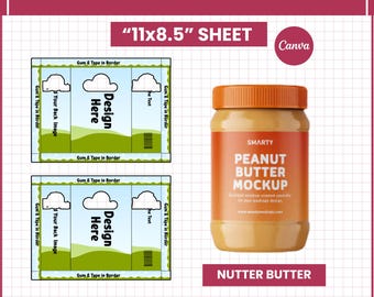 Nutter Butter Wrapper Template | Printable Cookie Wrapper | Editable Canva Party Favor Label | DIY Candy Bar Wrap Design