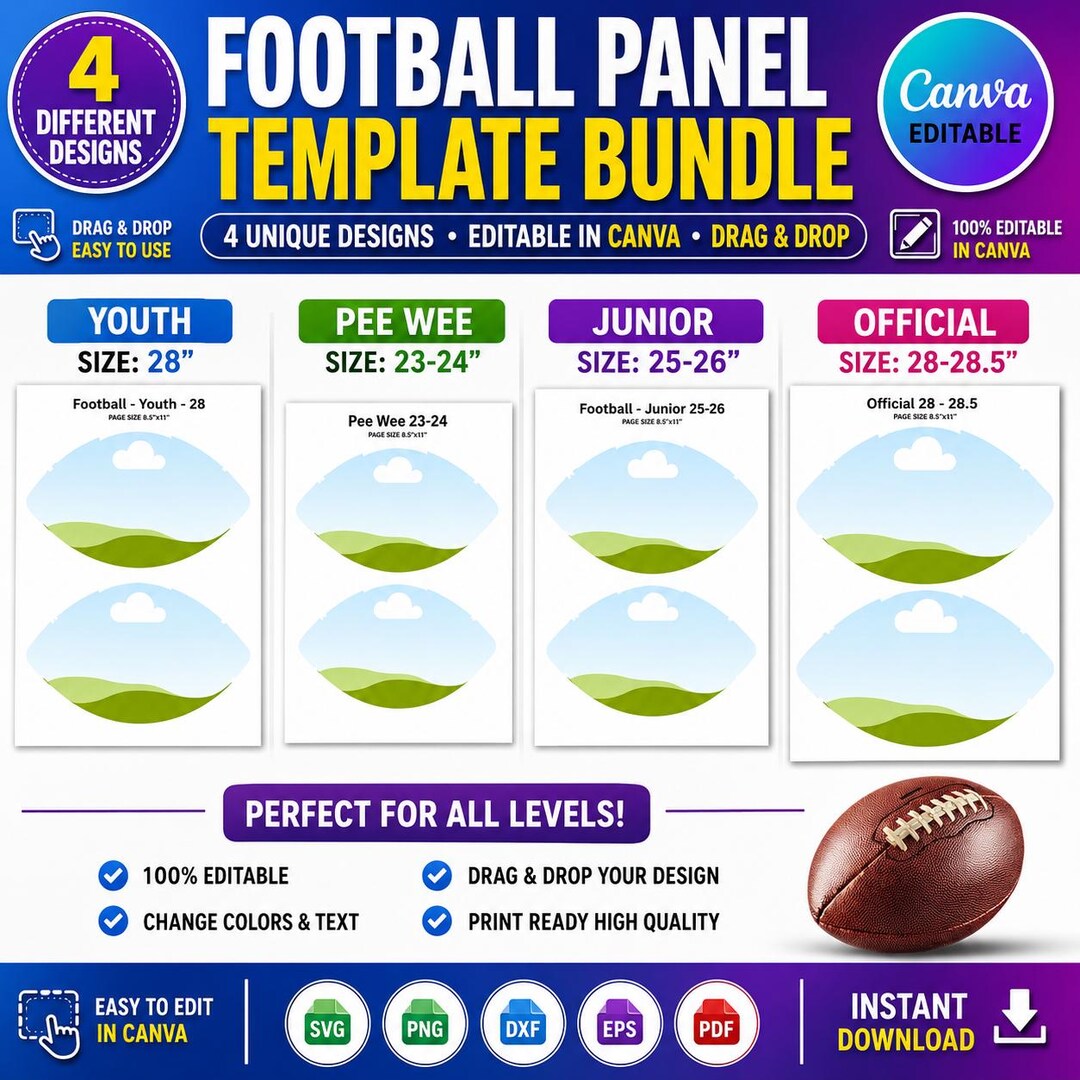 Football Panel Ls Football Panel Template Bundle, Canva Editable Football Wrap, Custom ...