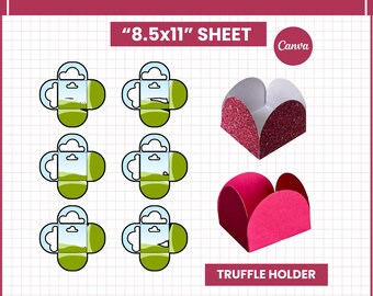 Truffle Box Template SVG | Candy Holder & Chocolate Wrapper Canva Editable | Printable Treat Box Party Favor DIY Packaging