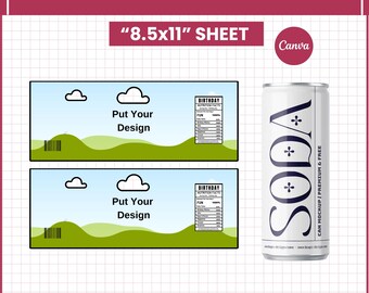 12oz Soda Can Label Template | Editable Beer Can Wrap Canva | Printable Party Favor Drink Label | DIY Beverage Can Design