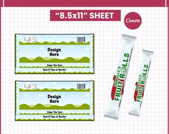 Fruit Roll Ups Template | Editable Canva Candy Wrapper | Printable Party Favor Label | DIY Snack Wrapper Design Download