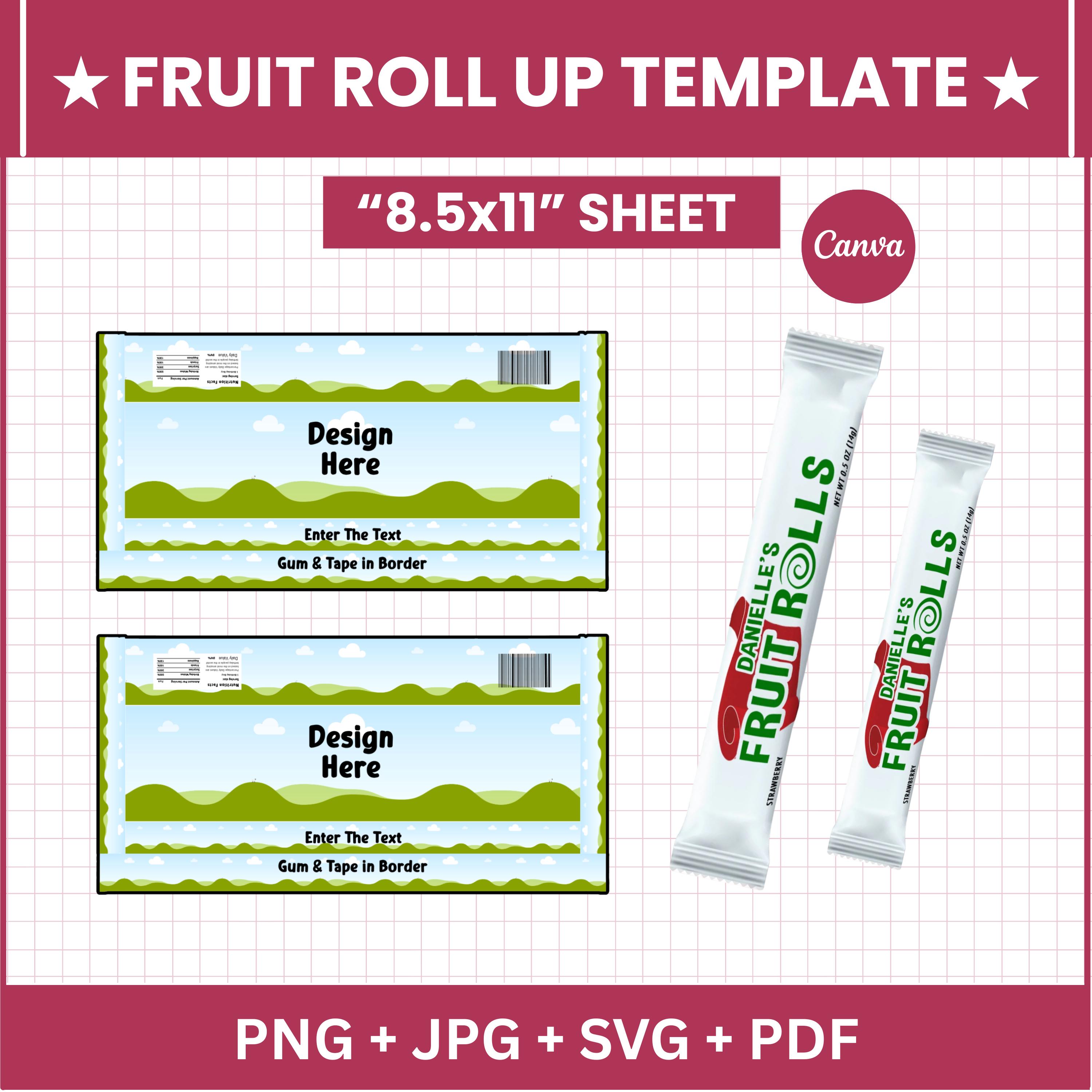Fruit Roll Ups Template | Editable Canva Candy Wrapper | Printable ...