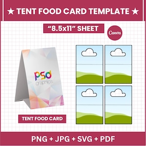Tent Card Template Bundle | Editable Canva Food Label Cards | Printable Place Cards Party Signs | Drag & Drop Table Cards