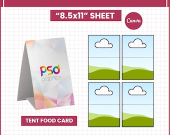 Tent Card Template Bundle | Editable Canva Food Label Cards | Printable Place Cards Party Signs | Drag & Drop Table Cards