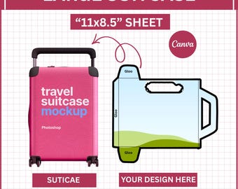 Large Suitcase Box Template | Printable Travel Theme Suitcase | DIY Party Favor & Gift Packaging for Events