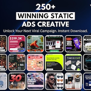 250+ erfolgreiche Canva Ad Templates Bundle | Facebook, E-commerce & PLR Wiederverkaufsrechte