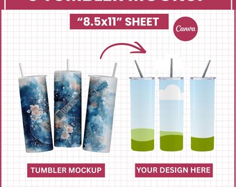 20oz Tumbler Mockup Bundle | PSD PNG Canva Editable | Stainless Steel Tumbler Mockup | Smart Object Drink Cup Display