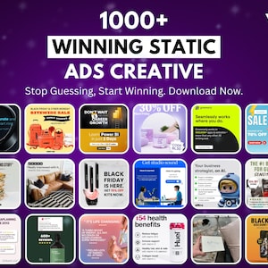 Paquete de más de 1000 plantillas de meta anuncios de Canva para Facebook, Instagram, creatividades, PLR/MRR, comercio electrónico y agencias.