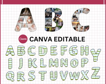 Canva Frame Letters Template | Editable Alphabet Font A-Z | Sport Fillable Letters & Numbers | Drag and Drop Canva Frames