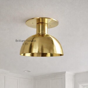Mid Century Modern Brass Ceiling Light, Dome Kitchen Fixture Modern Dome Ceiling Light, Semi Flush Mount Light, Minimalist Ceiling Lamp