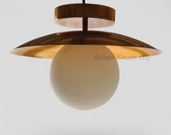 Lámpara colgante moderna de latón con forma de globo, luminaria de techo de mediados de siglo, lámpara colgante escandinava, araña minimalista de latón, isla de cocina de lujo