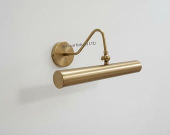 1940s Solid Brass Picture Light – Mid Century Modern Wall Sconce, Art Display Lamp