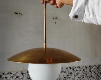 Lámpara colgante de latón natural hecha a mano – Lámpara de techo de estilo moderno de mediados de siglo, lámpara para isla de cocina