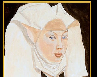 Portrait painting of a holy woman. Limited edition paper print. Modern contemporary decor. SISTER SIMONE