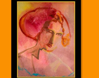 Abstract portrait. Limited edition art print from Richard Arfsten painting/collage. Modern contemporary. MAUDE