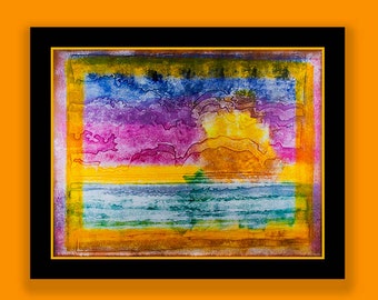 Abstract landscape painting. Limited edition print from a mixed media collage. Modern contemporary Expressionist. THIS AIN'T KANSAS