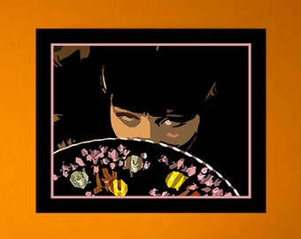 Modern contemporary abstract portrait. Limited edition reproduction art print from Arfsten monotype mixed media painting. COY