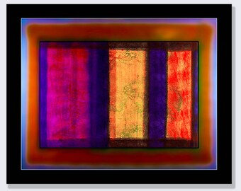 Abstract red orange color field. Limited edition art print from an Arfsten mixed media monotype. Modern contemporary decor. CONFIDENCE