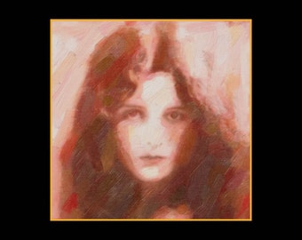 Abstract portrait painting. Reproduction fine art print from Arfsten original. Ccontemporary media room decor. SILENT FILM STAR